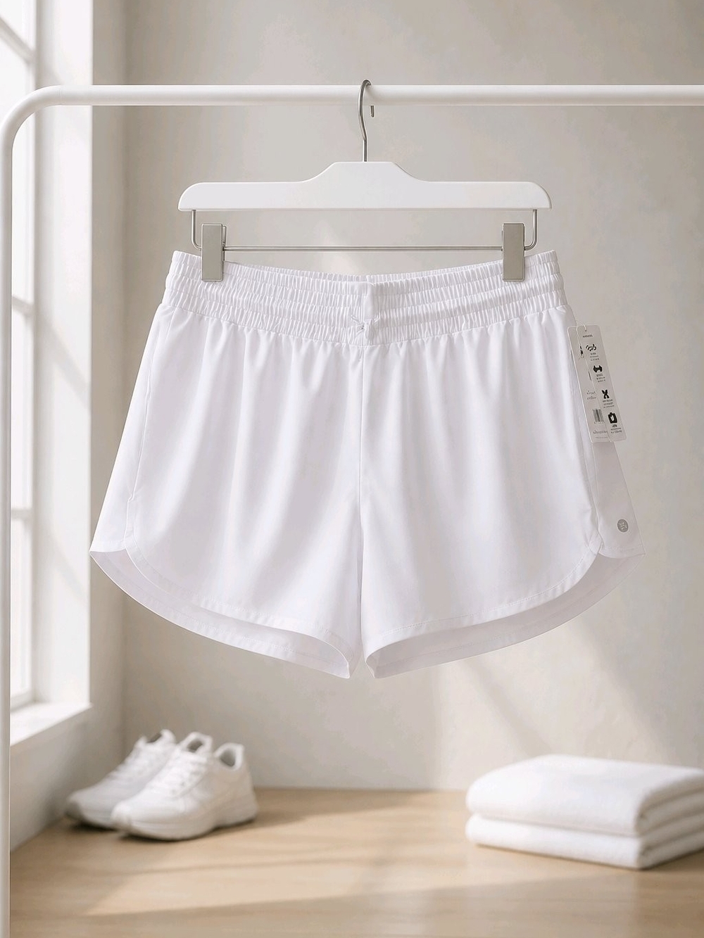 RBX White Women's Athletic Shorts with Elastic Waist